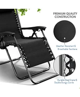 Outdoor Patio Zero Gravity Chair - Reclining Lounge with Pillow & Cup Holders