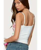 Edikted Women's Beaded Floral Embroidered Tank Top