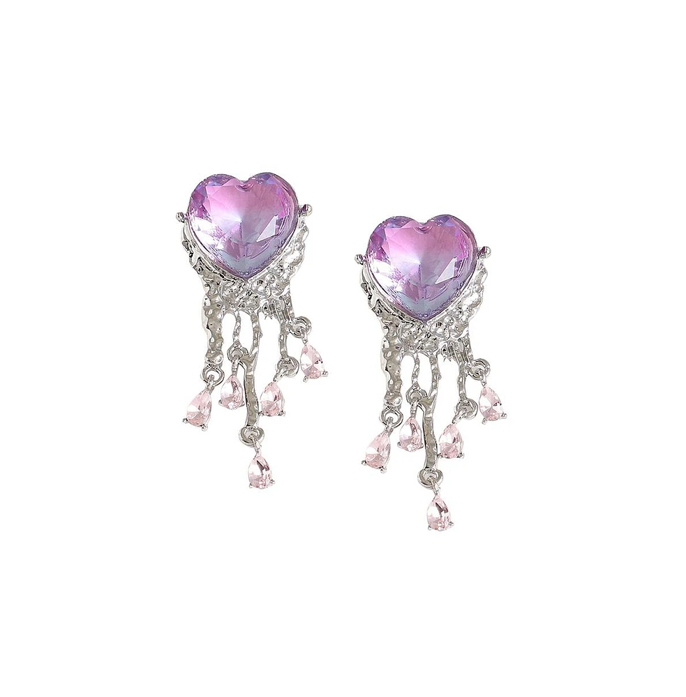 Sohi Heart-Stone Drop Earrings