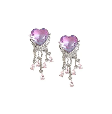 Sohi Heart-Stone Drop Earrings