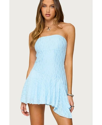 Edikted Women's Elaia Asymmetric Strapless Lace Mini Dress