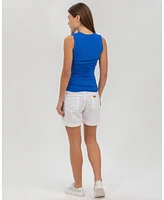 Pietro Brunelli Maternity Linen-Blend Shorts with Stretch Waistband