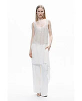 Nocturne Women's Open Back Crystal Stone Detailed Blouse