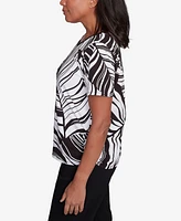 Alfred Dunner Petite Twisted Leaves with Side Tie Top