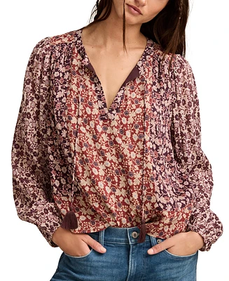 Lucky Brand Women's Printed Long-Sleeve Boho Blouse