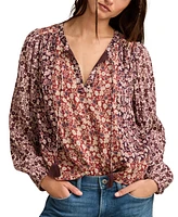 Lucky Brand Women's Printed Long-Sleeve Boho Blouse