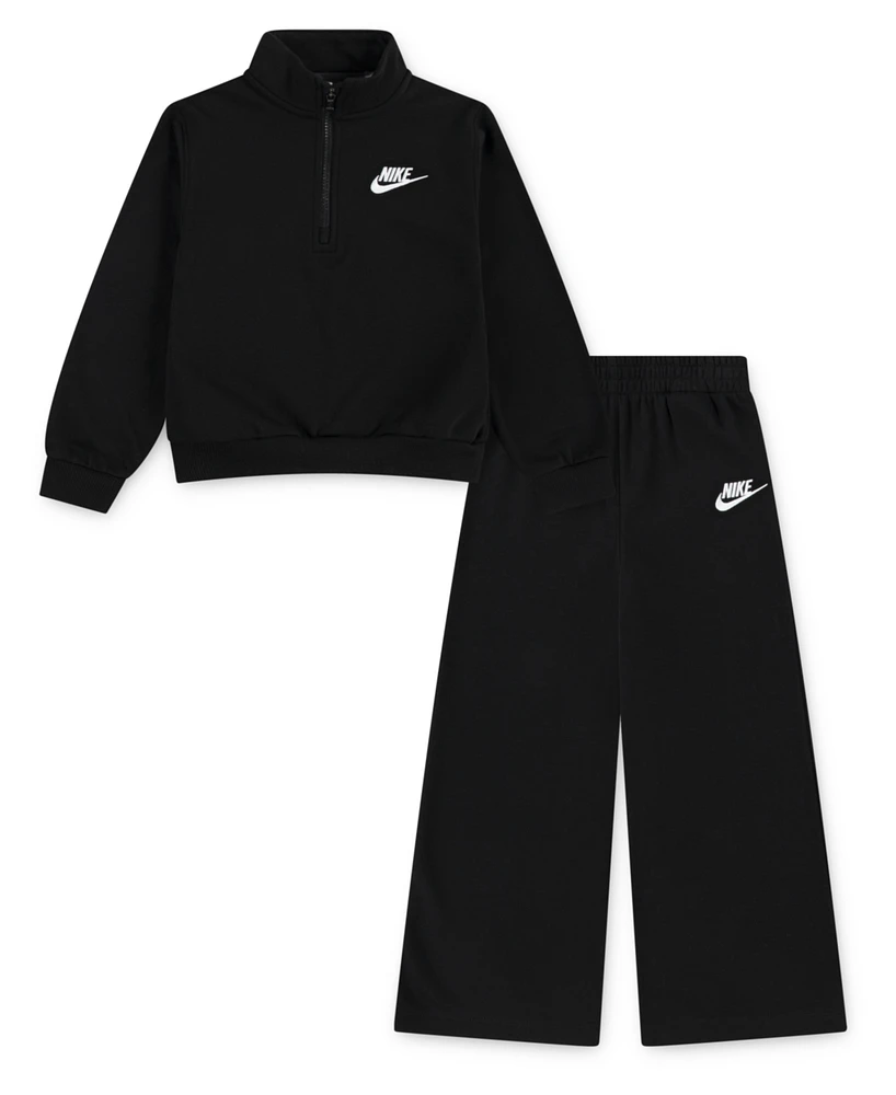 Nike Little Girls 2-Piece Wide Leg Club Fleece Top and Pants Set