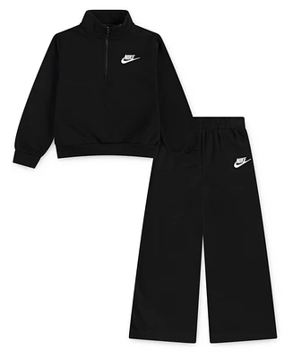 Nike Little Girls 2-Piece Wide Leg Club Fleece Top and Pants Set