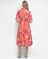 Dkny Women's Printed Cotton Shirt Dress