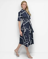 Dkny Women's Printed Cotton Shirt Dress