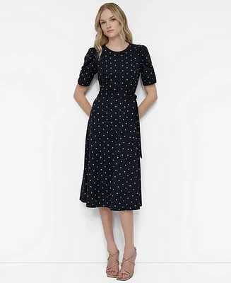 Dkny Polka-Dot Midi Dress