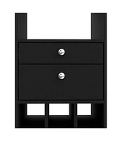 Depot E-shop Zircon Bar Cabinet, Twelve Built-in Wine Rack, Two Drawers, Black