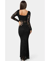 Bebe Women's Lace Illusion Maxi Dress
