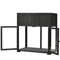 Mondawe Patio Mini Wood Cold Frame, Compact 2 Doors Garden Greenhouse with Wheels
