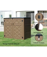 Mondawe 34.3"D x 53.2"W 47.1"H Resin Outdoor Storage Shed with Reinforced Floor