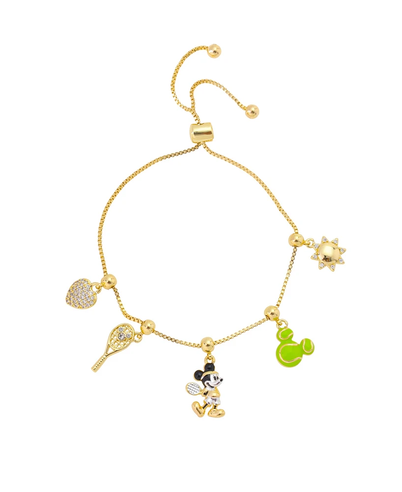 Disney Mickey Mouse Cubic Zirconia Tennis Charm Bolo Bracelet
