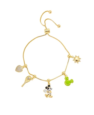 Disney Mickey Mouse Cubic Zirconia Tennis Charm Bolo Bracelet