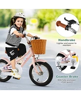 12 Inch Kids Bike Retro Bicycle with Adjustable Height and Basket for Ages 3-8 Years Old