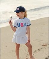 Bits & Bows Girls Usa Crewneck T-Shirt