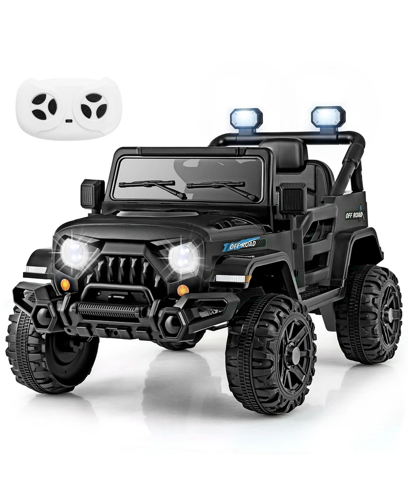 12V Kids Ride on Truck Car with Remote Control Threaded Wheels and 3 Speeds
