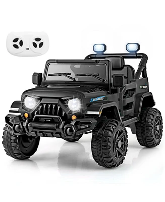 12V Kids Ride on Truck Car with Remote Control Threaded Wheels and 3 Speeds