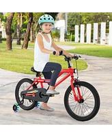 18 Inch Kids Bike with Led Lights Adjustable Carbon Steel Bicycle for 4-8 Years Old