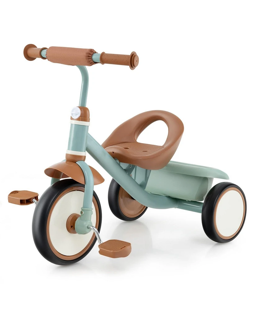 Toddler Tricycle Kids Trike with Adjustable Seat and Storage Basket Aged 3-5 Years Old