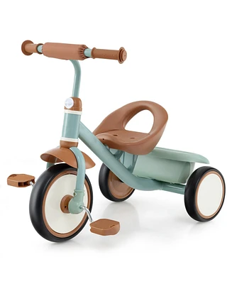 Toddler Tricycle Kids Trike with Adjustable Seat and Storage Basket Aged 3-5 Years Old