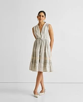 Reistor Women's Embroidered Drawstring Gathered Dress