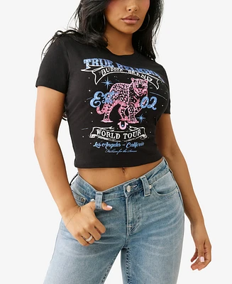 True Religion Women's Crystal Leopard Baby T-Shirt