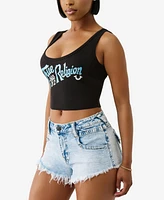 True Religion Women's Crystal Rib Crop Tank Top