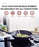 Alva Energy 12" Classic Nonstick Wok with Helper Handle - Flat Bottom, Non-Toxic Pfas/Pfoa/Ptfe-Free