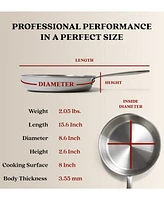 Alva Maestro 9.5" 5-Ply Stainless Steel Frying Pan Skillet, Non-Toxic Pfas Pfoa & Ptfe Free, Compatible with All Cooktops Induction Safe, Oven