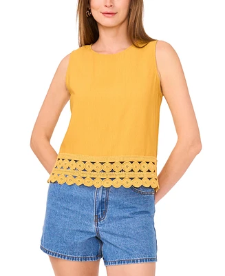 Vince Camuto Women's Crewneck Lace-Hem Tank Top