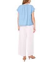 Vince Camuto Women's Shirred-Neck Cap-Sleeve Peasant Blouse