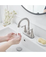 Greenspring 4 in. Centerset 2-Handle High-Arc Bathroom Faucet Brushed Nickel