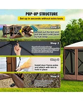 Slickblue 6-Sided Pop-Up Camping Gazebo Tent for 8 Person Waterproof Screen Shelter with Bag