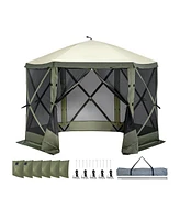 Quick Set Pop Up Screen Tent 6 Sided Canopy with Privacy Cloths and Mesh Windows