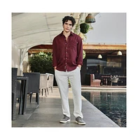 Campus Sutra Men's Wine Red Modular Solid Oversized Shirt