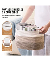 Slickblue Woven Cotton Rope Baskets 3 Pack for Organizing Closet Shelf or Kids Room