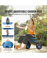 Slickblue Garden Scooter Cart with Wheels Swivel Seat Tool Tray and Handle for Outdoor Tasks