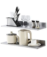 Slickblue 2 Pack Stainless Steel Wall Shelf with Backsplash 44 lbs Load for Kitchen Bar or Hotel