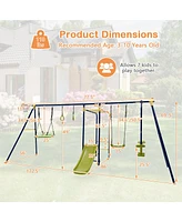 Gymax 660 lbs Kids Metal Swing Set for Backyard 7-in-1 Multifunctional Swing Set
