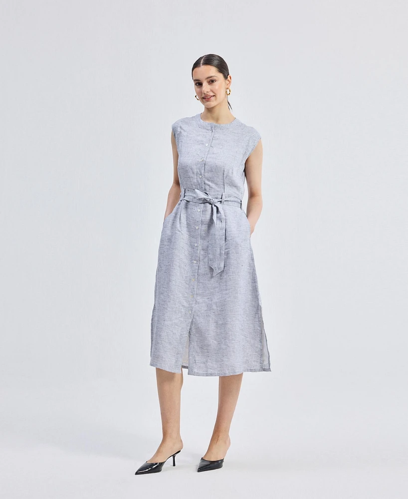 Reistor Women's Back Cut Out Linen Dress