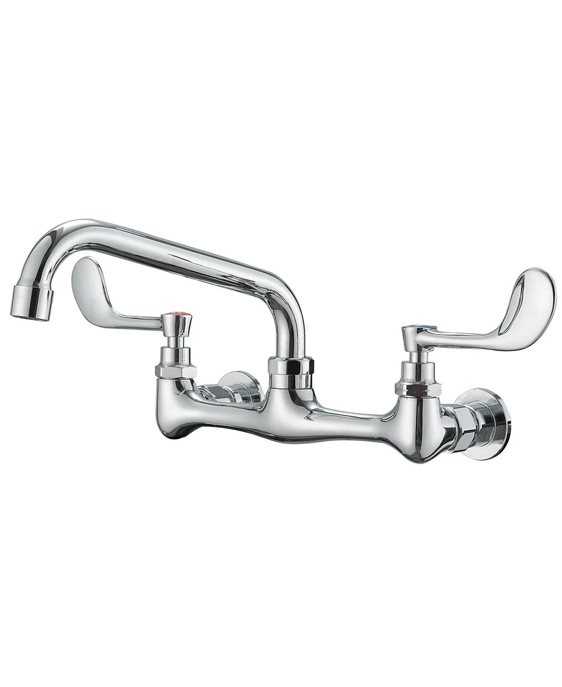 Greenspring Double Handle Wall Mount Standard Kitchen Faucet with 8 in. Swivel Spout 8 in. Center in Polished Chrome