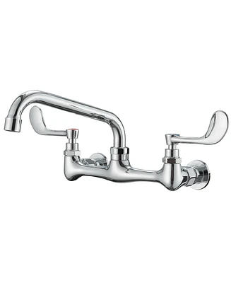 Greenspring Double Handle Wall Mount Standard Kitchen Faucet with 8 in. Swivel Spout 8 in. Center in Polished Chrome
