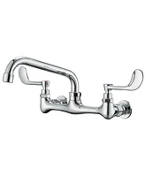 Greenspring Double Handle Wall Mount Standard Kitchen Faucet with 8 in. Swivel Spout 8 in. Center in Polished Chrome