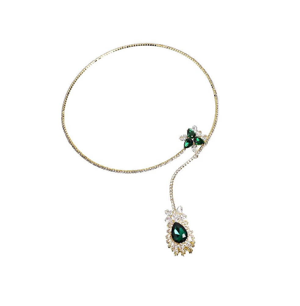 Sohi Teardrop Stone Lariat Necklace