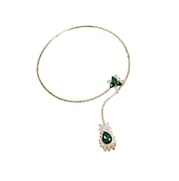 Sohi Teardrop Stone Lariat Necklace