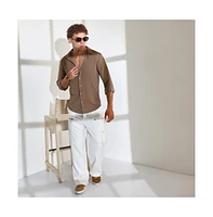 Campus Sutra Men's Chocolate Brown Cubic-Textured Shirt